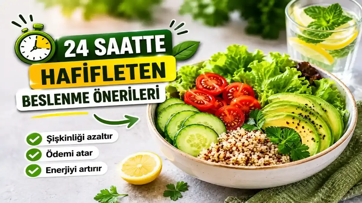 24 Saatte Hafifleten Beslenme Önerileri: Şişkinliği Azaltan ve Vücudu Rahatlatan Günlük Plan