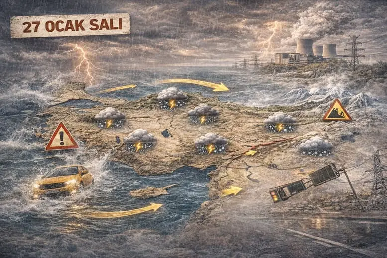 27 Ocak Salı Türkiye Geneli Hava Durumu: Kuvvetli Yağış, Fırtına ve Çığ Uyarısı
