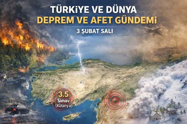 3 Şubat Salı Türkiye ve Dünya Deprem ve Afet Gündemi