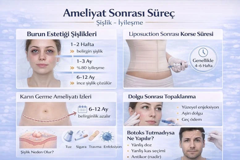 Burun Estetiği Şişlikleri, Liposuction Sonrası Korse Süresi, Karın Germe İzleri, Dolgu Topaklanması ve Botoks Başarısızlığı Analizi