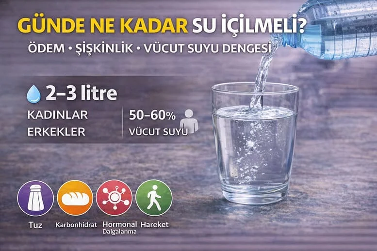 Günde Ne Kadar Su İçilmeli? Ödem, Şişkinlik ve Vücut Suyu Dengesi Rehberi