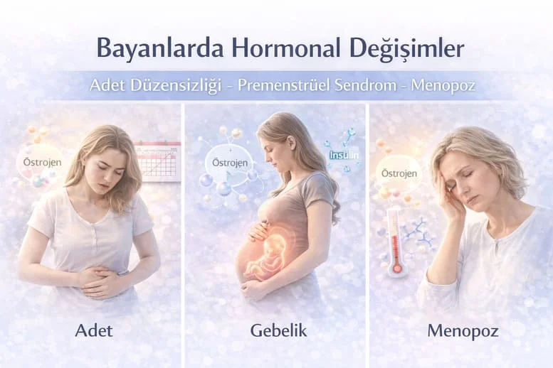 Kadınlarda Hormonal Değişimler: Adet Düzensizliği, Premenstrüel Sendrom ve Menopoz