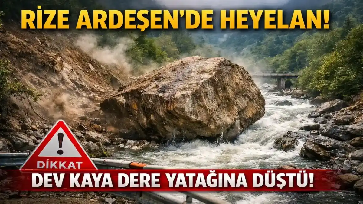 Rize Ardeşen’de Heyelan Paniği: Dev Kaya Dere Yatağına Düştü