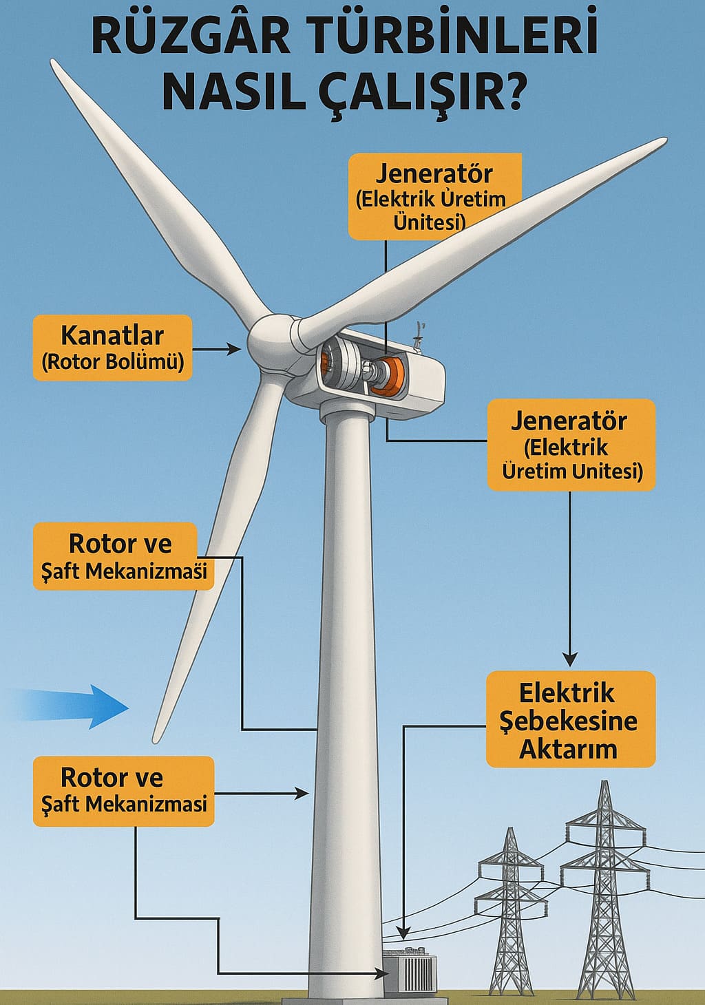 Rüzgâr Türbinleri Nasıl Elektrik Üretir? Adım Adım Yenilenebilir Enerji