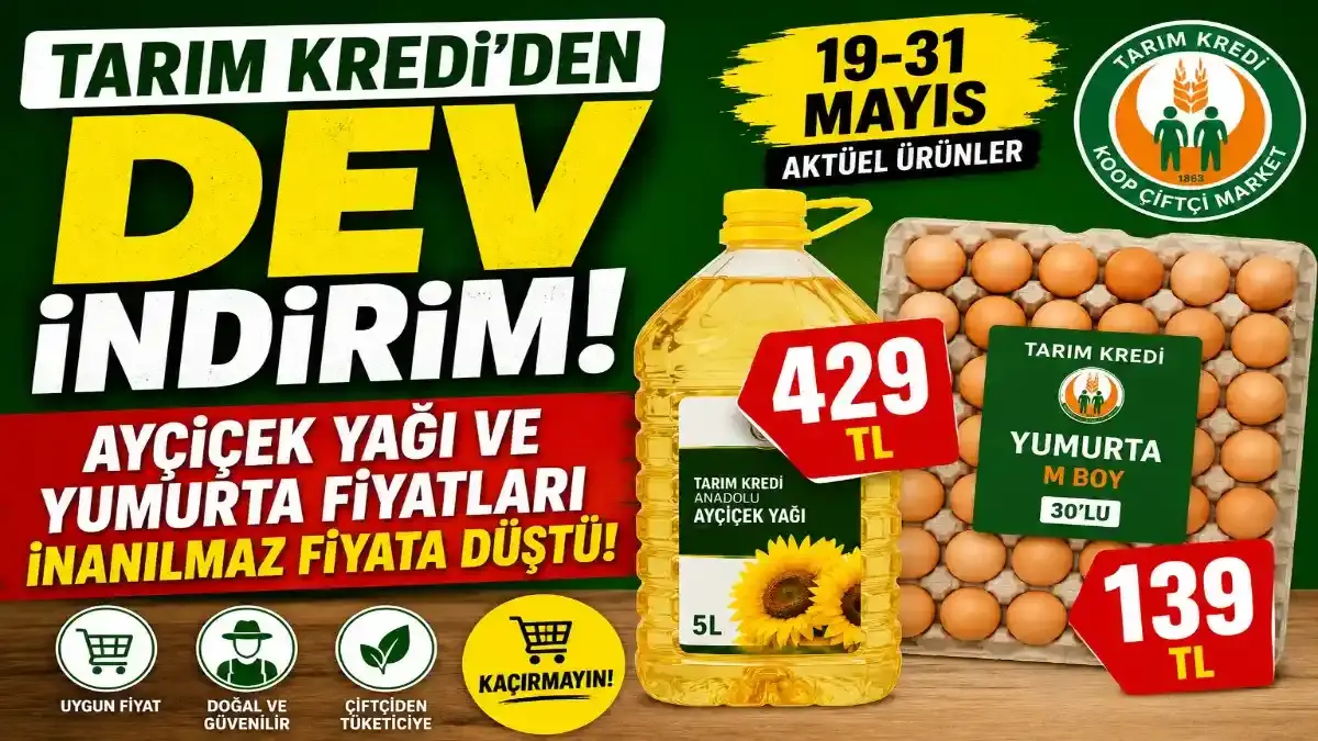 Tarım Kredi’den Dev İndirim: Ayçiçek Yağı ve Yumurtada Dikkat Çeken Fiyatlar