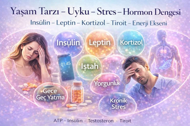 Yaşam Tarzı, Uyku, Stres ve Hormon Dengesi: İnsülin, Leptin, Kortizol, Tiroit ve Enerji Ekseni