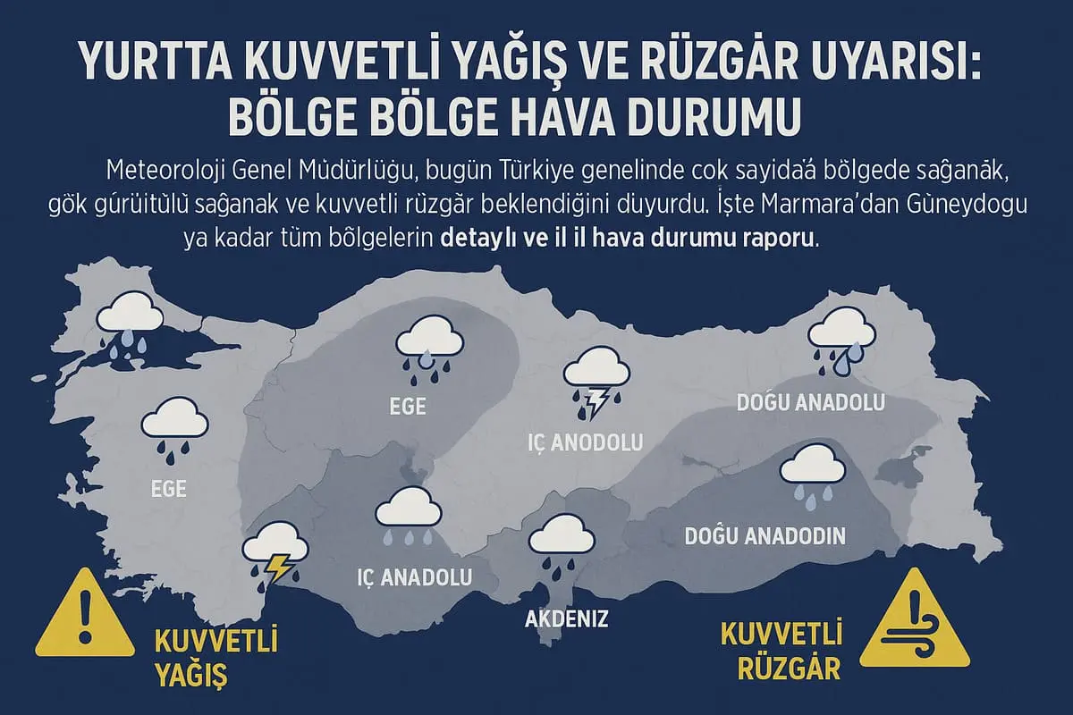 Yurtta Kuvvetli Yağış Ve Rüzgâr Uyarısı: Bölge Bölge Hava Durumu